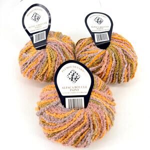 Plymouth Yarn Alpaca Boucle Paint 6328 Lot 3 Skeins 90% Alpaca 65 Yds Each